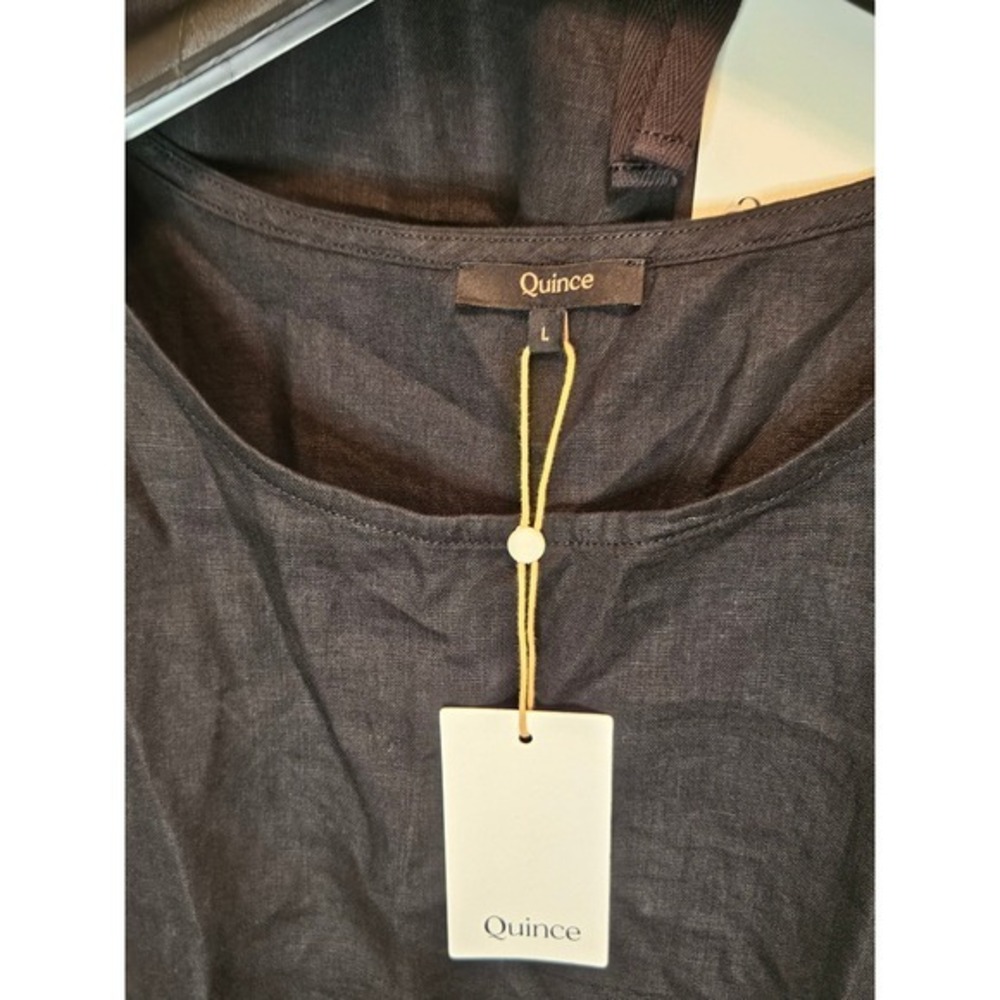 Quince Black 100% European Linen 2Piece Pajama Set Top & Pants Womens Size Large - Picture 6 of 13